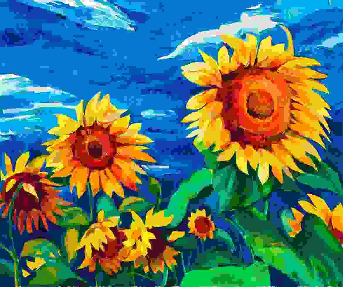 Abstract Sunflower painting by an artist